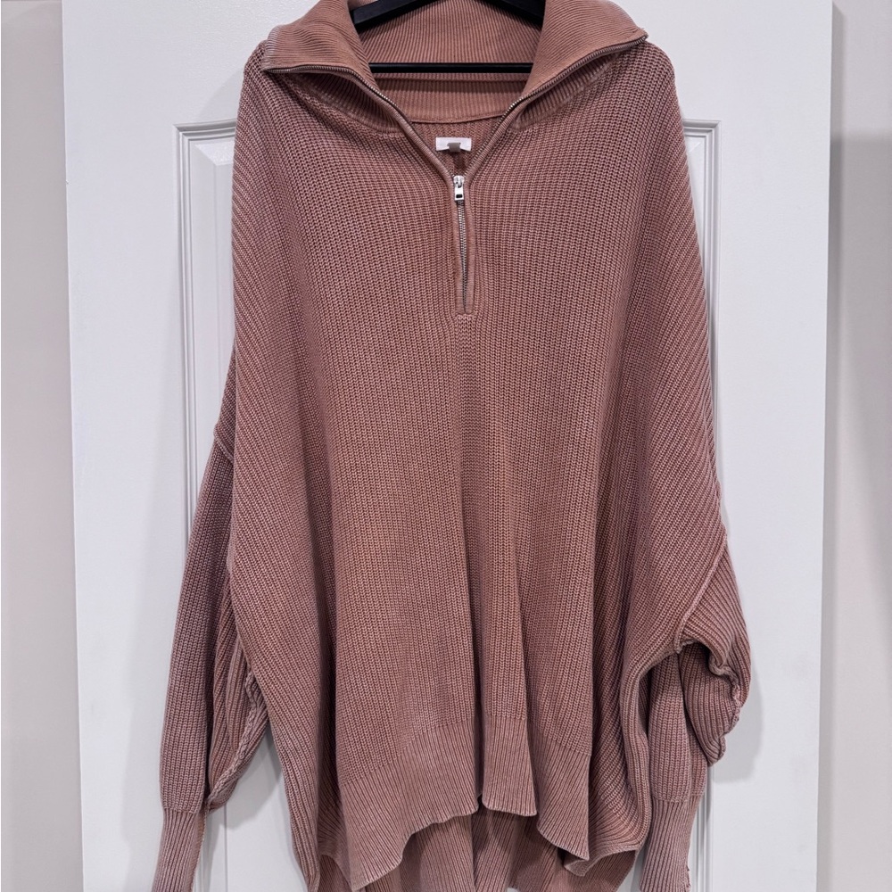Aerie Beyond Quarter Zip Sweater Brown XXL